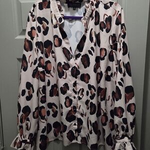 Eloquii Women's Animal Print Blouse - Black and Brown